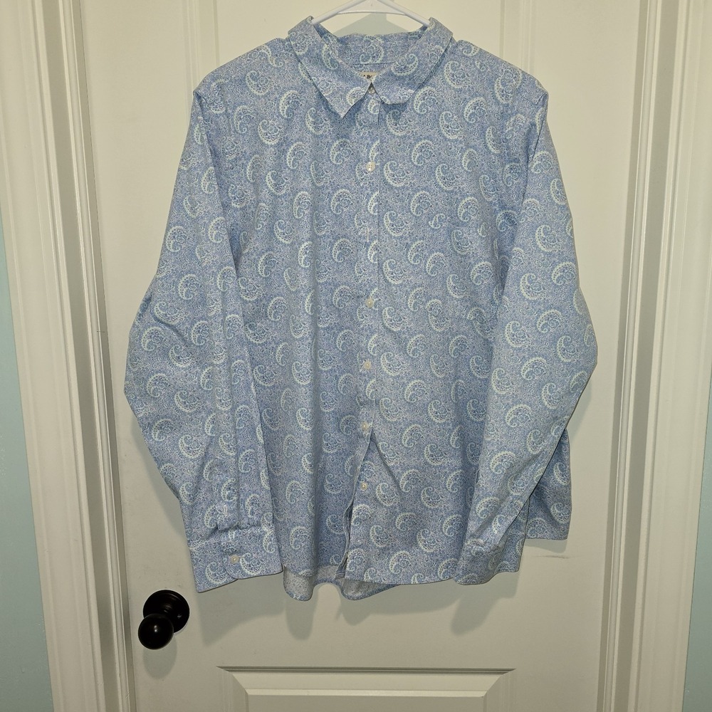 Men's L.L Bean Paisley Long‎ Sleeve Button Down Shirt, Size L-XL